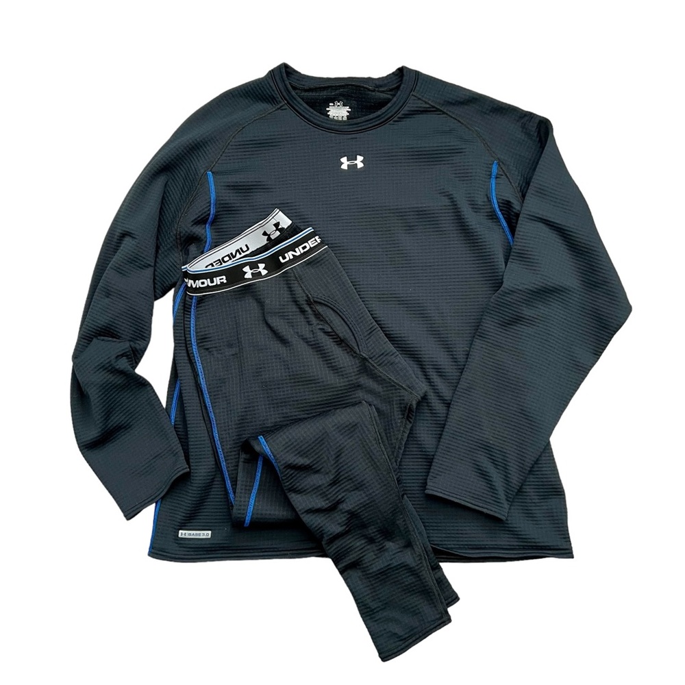 Mens size 3x under Armour base layer shirt/xl pants blue/black/thermal/heat gear